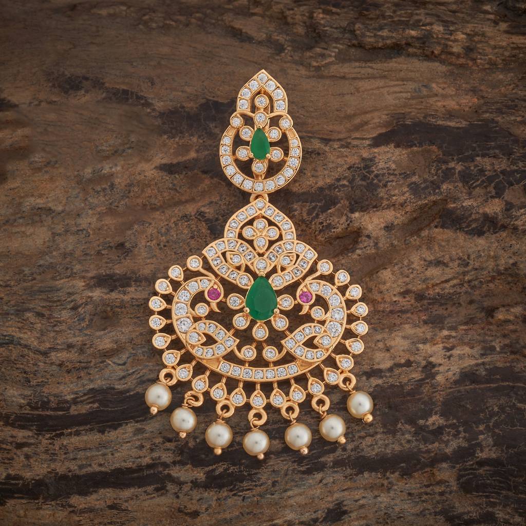 Kushal'S Fashion Jewellery Green Gold-Plated Party Zircon Pendant  -180850 : 432300