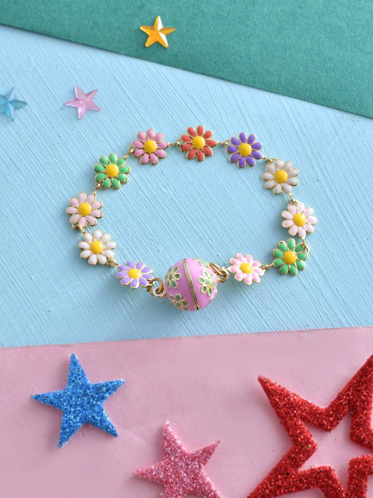 Eternz Certified Jewellery - Voylla Colourful Flowers Kid'S Thread Rakhi For Kids