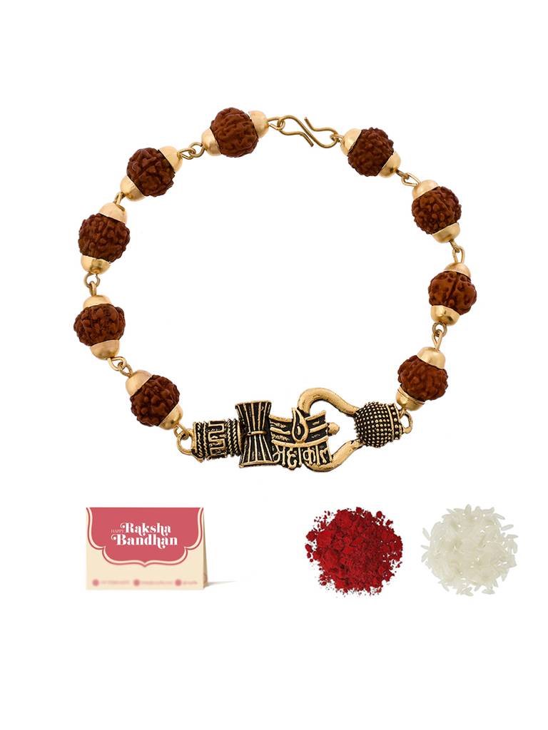 Lord Shiva Motifs Rudraksha Rakhi : 8905124505207
