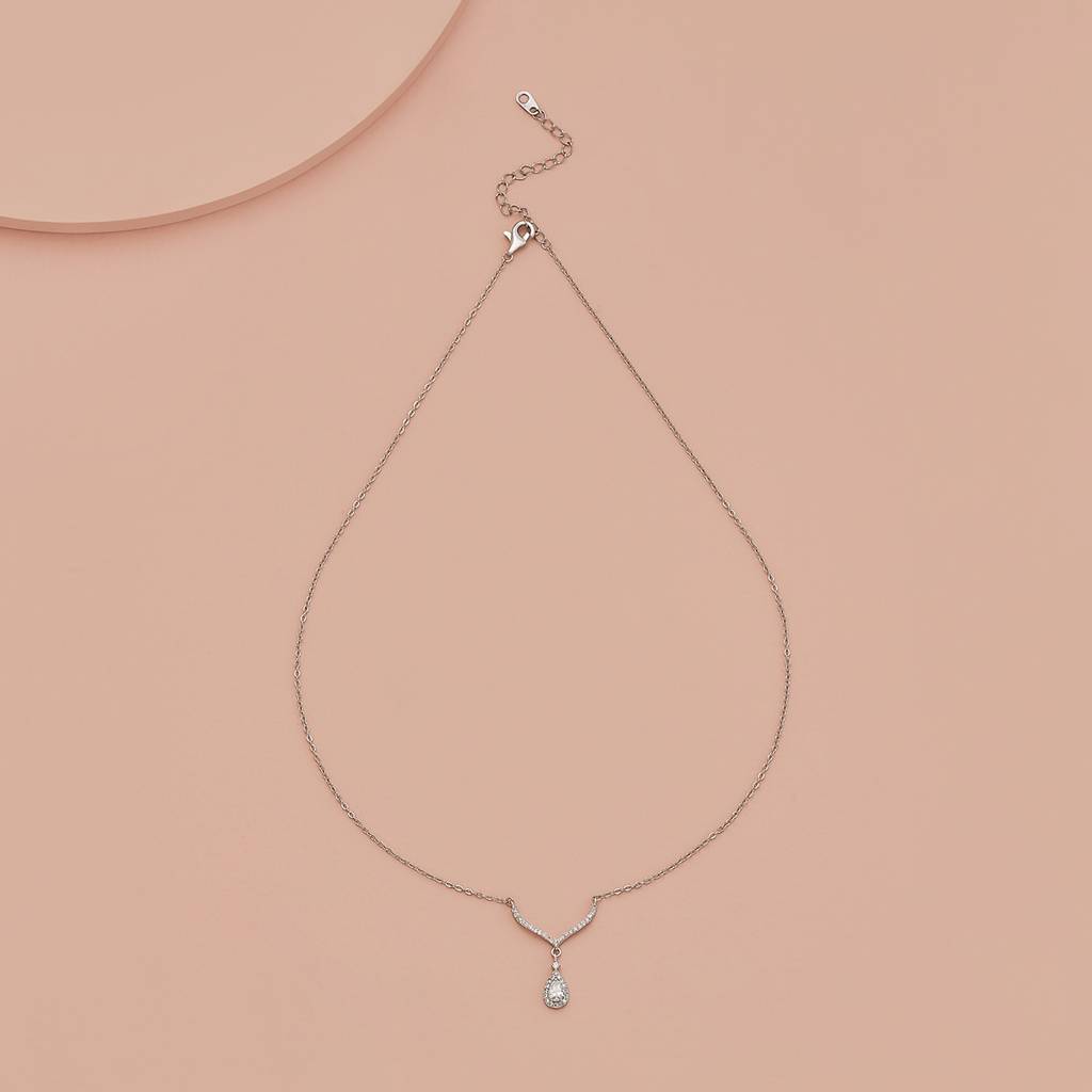 White Plated Party Trendy Necklace-413605 : 413605