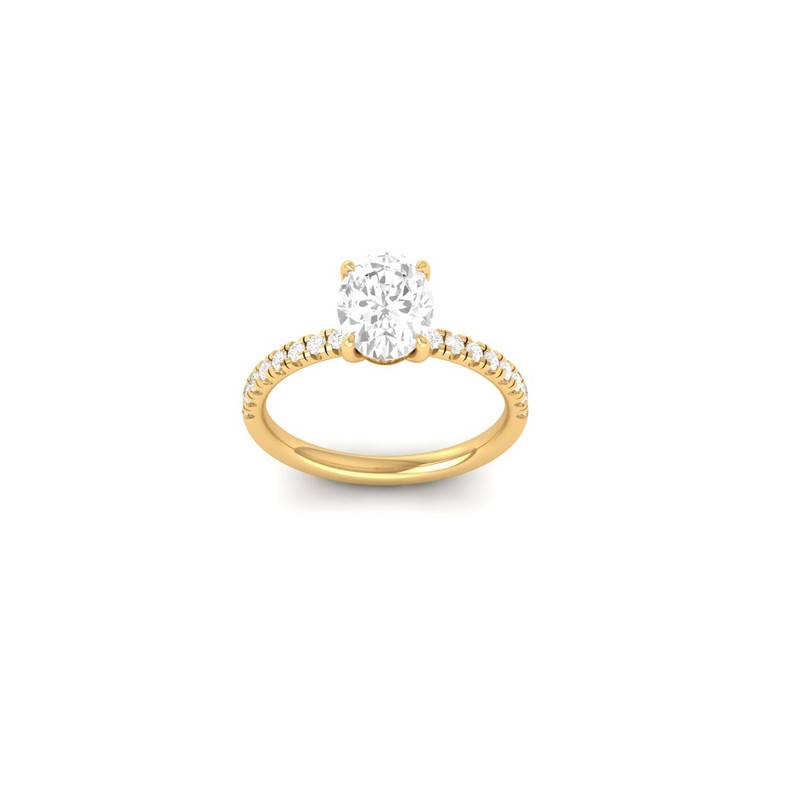 Brilliant Oval Cut Moissanite Ring 14K Gold Plated Sterling Silver : TGDR-633-R-6
