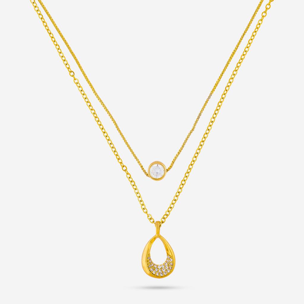 Kushal'S Fashion Jewellery White Gold-Plated Party Trendy Zircon Necklace -454787 : 454787