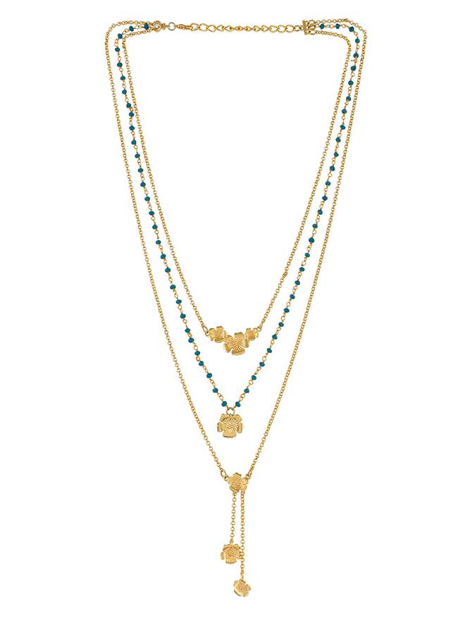 Voylla Hawaii Hibiscus Multi-Layered Necklace : 8905124521672