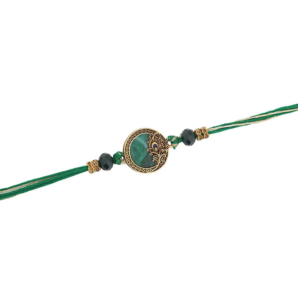 Serene Peacock Mor Pankh Thread Rakhi For Brother : 8905124560411