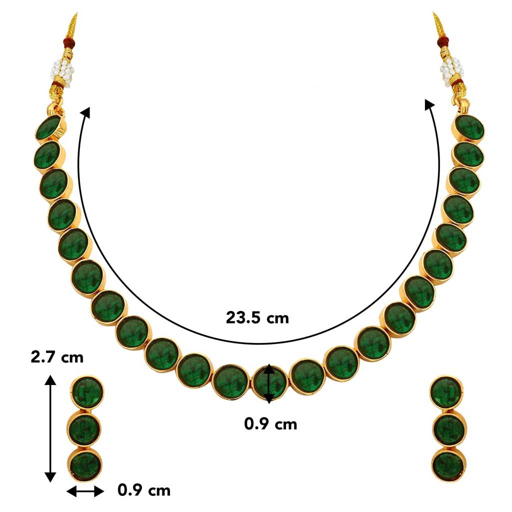 Gold Plated Choker Necklace With Drop Earrings Traditional Jewellery Set For Women Girls-Pf04N3392 : PF04N3392G