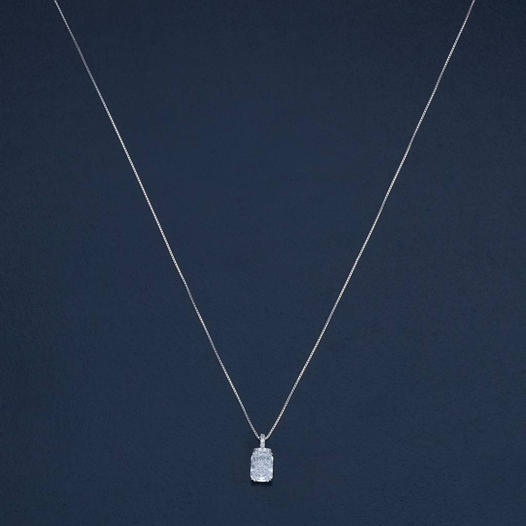 Kushal'S Fashion Jewellery White Rhodium-Plated Zircon Party 92.5 Sterling Silver Pendant Chain-180873 : 432355