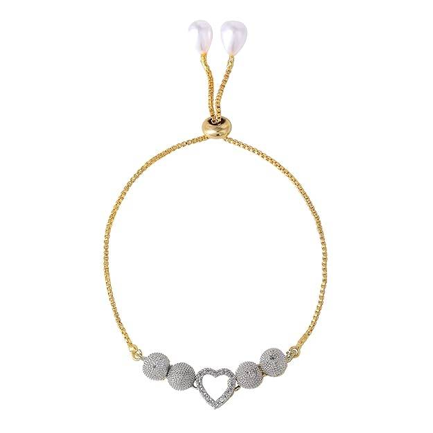 lry Combo Of Pendant Set For Women: Gold & Rhodium Plated Charming White American Diamond Stylish Hea : OSAKCOM010-2TNWEPDERBRFN