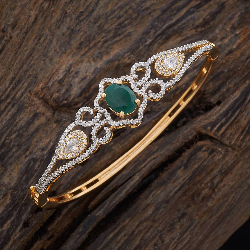 Kushal'S Fashion Jewellery Ruby Rhodium-Plated Zircon Studded Party Kada-177514 : 425609