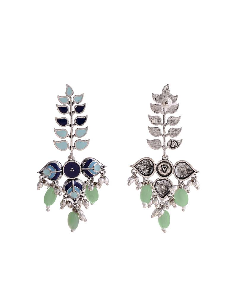 Bagh E Fiza Leaves Long Drop Earrings : 8907617929439