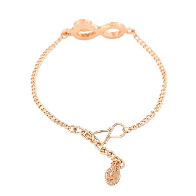Estele Rosegold Plated  Navy Blue Evil Eye Infinity Charm Bracelet With Austrian Crystals For Women : 102172-RGNBTQBR