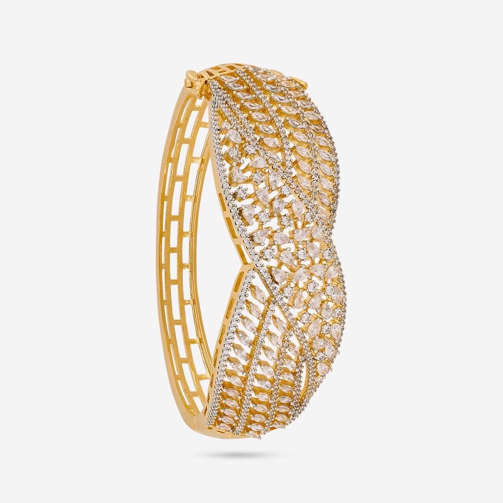 Kushal'S Fashion Jewellery White Gold-Plated Party Zircon Kada - 454065 : 454065