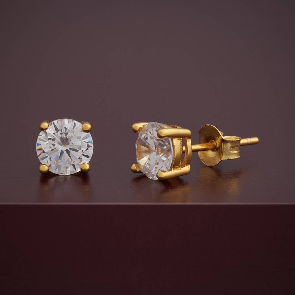 Kushal'S Fashion Jewellery White Gold-Plated Zircon 92.5 Sterling Silver Studs-183247 : 437822
