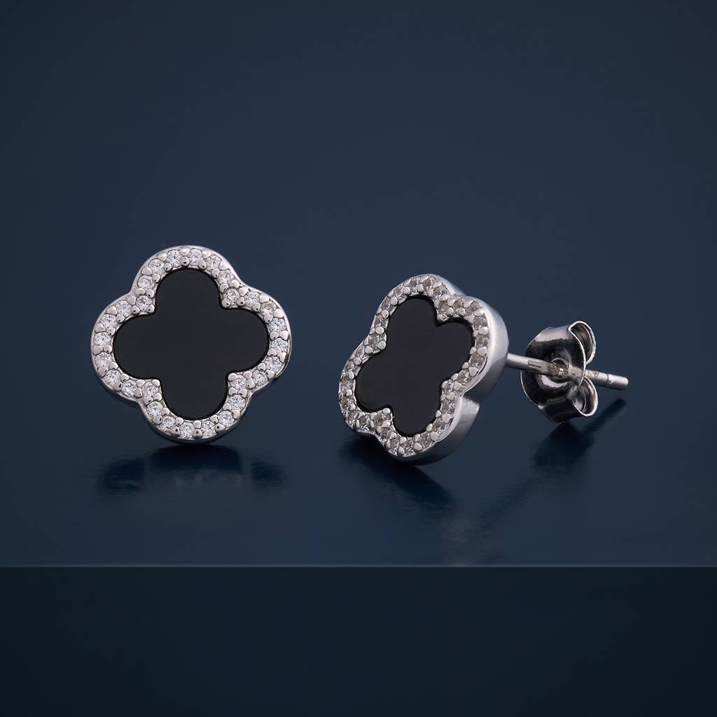 Kushal'S Fashion Jewellery Black Rhodium-Plated Party Zircon 92.5 Sterling Silver Stud Earrings-183080 : 437151
