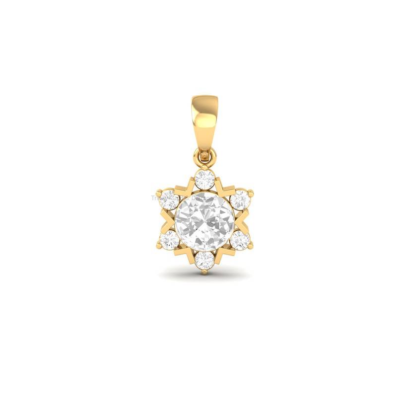 1.0Ct Starburst Moissanite Pendant In 14Kt Gold Over Sterling Silver : TGDP-31