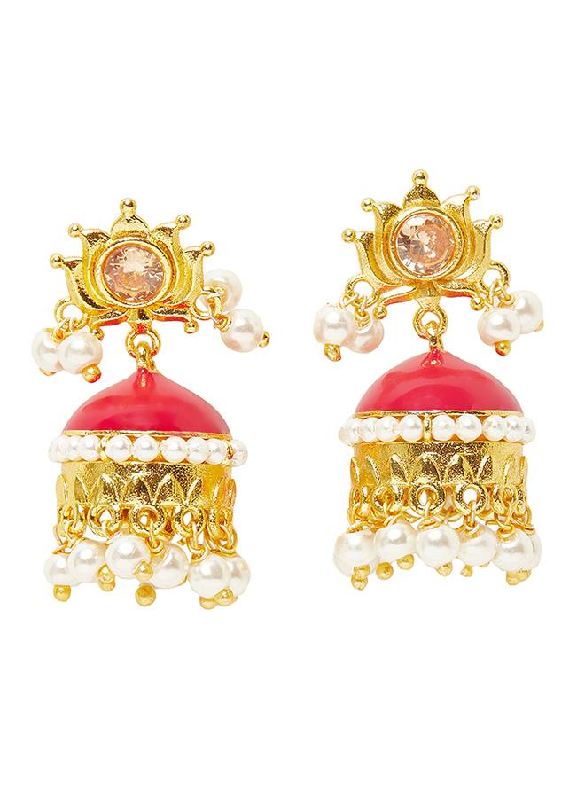 Gold Plated Jhumki Earrings With Pearls : 8905124443929