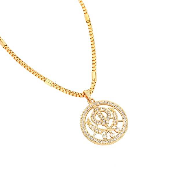 Gehena By Estele Fashion Jewelry Pendant Necklace For Men'S: Gold Plated Stunning White Crystals Adorned : OSAK023-IGWEPENDANT