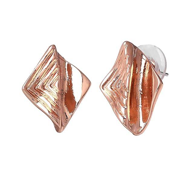 Rosegold Plated Stylish Triangular Design Lightweight Mini Stud Earrings For Girls : 278702-RGER