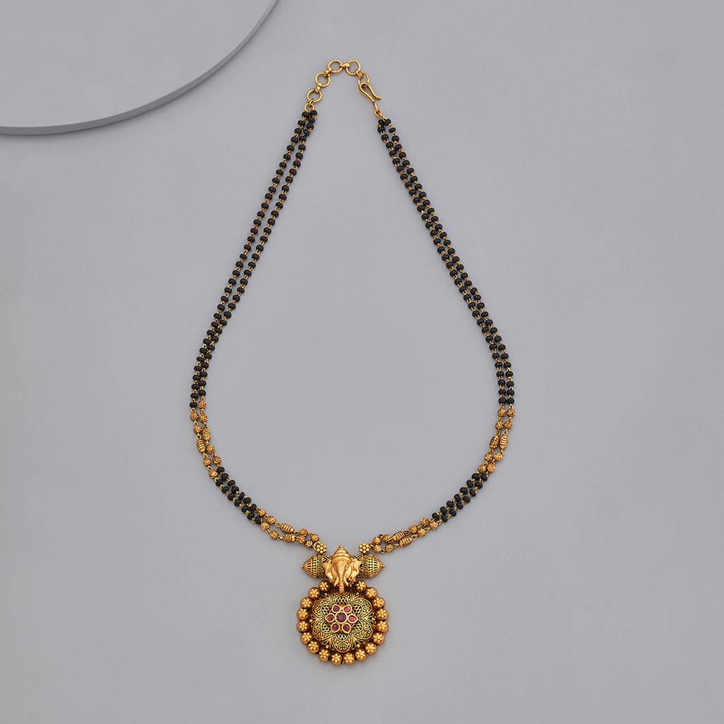 Kushal'S Fashion Jewellery Ruby Gold-Plated Ethnic Antique Mangalsutra -170285 : 409877