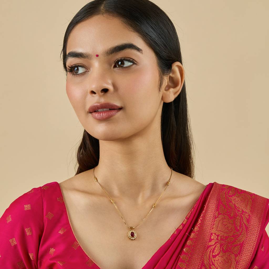 Kushal'S Fashion Jewellery Ruby Gold-Plated Ethnic Antique Necklace -438785 : 438785