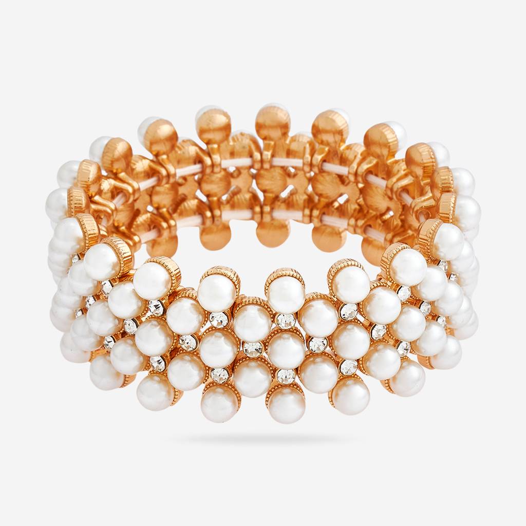 Kushal'S Fashion Jewellery Pearl Gold-Plated Party Trendy Zircon Bracelet -417931 : 417931