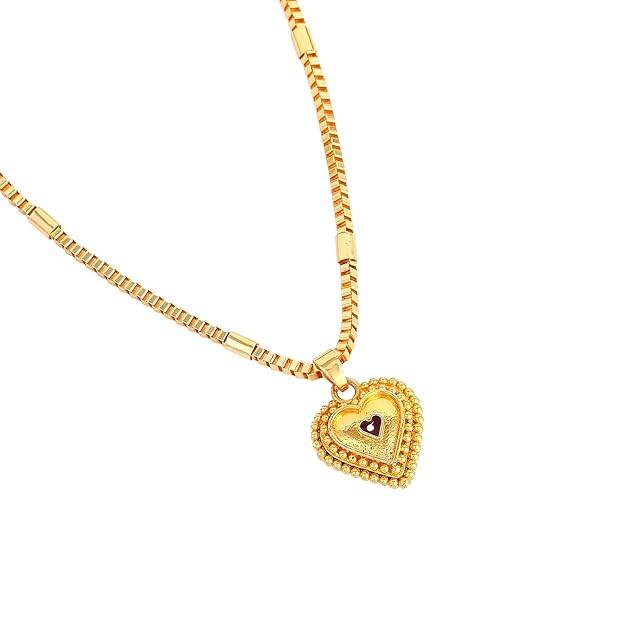 Gehena By Estele Fashion Jewelry Heart Pendant Necklace For Women: Gold Plated Love-Inspired Lightweight : OSAK025-IGRDPENDANT