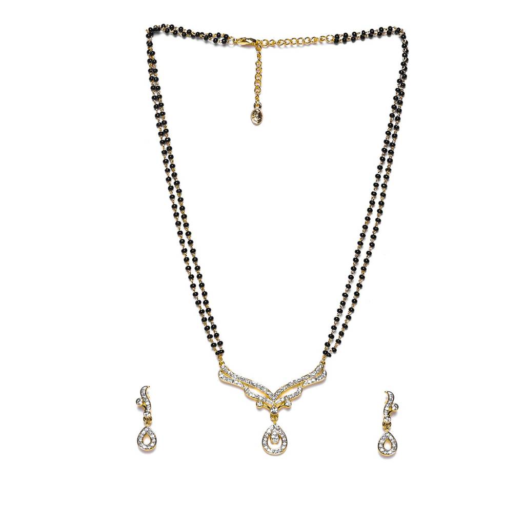 Estele Gold Plated Candere Drop Mangalsutra Necklace Set With Austrian Crystals For Women : EMS13080040NKER