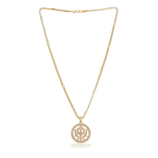 Gehena By Estele Fashion Jewelry Pendant Necklace For Men'S: Gold Plated Stunning White Crystals Adorned : OSAK023-IGWEPENDANT