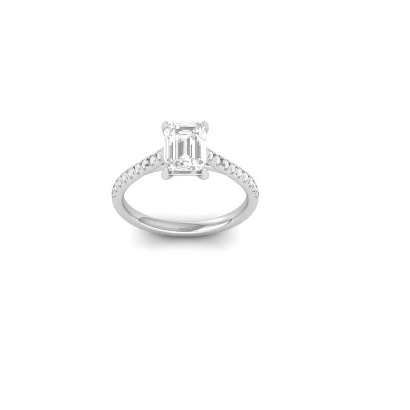 14K Gold Plated Emerald Cut Moissanite Engagement Ring : TGDR-616-R-6