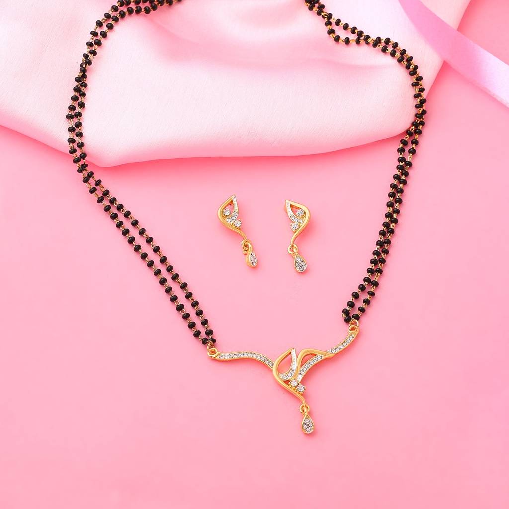 Estele Gold & Rhodium Plated Magnificent Designer Mangalsutra Necklace Set For Women : EMS14080073NKER