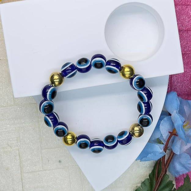 Fashion Evil Eye Bracelet For Men & Women: Stylish & Flexible Blue Eye Good Luck Charm Bracelet-Spiritual : OSAK001-IGBLBR