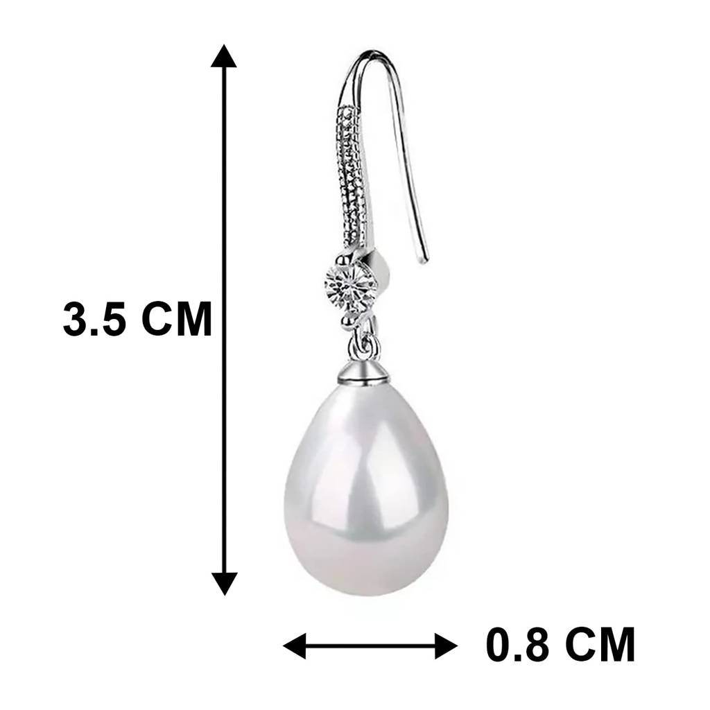 Pearl Studded Silver Plated Drop Earrings Fashion Stylish Jewellry Gift For Girls & Women (Px8E82) : PX8E82