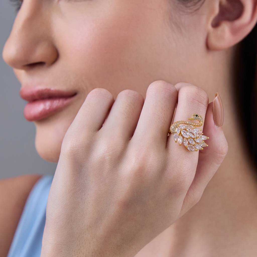 Kushal'S Fashion Jewellery White Gold-Plated Party Trendy Zircon Finger Ring-186734 : 445209