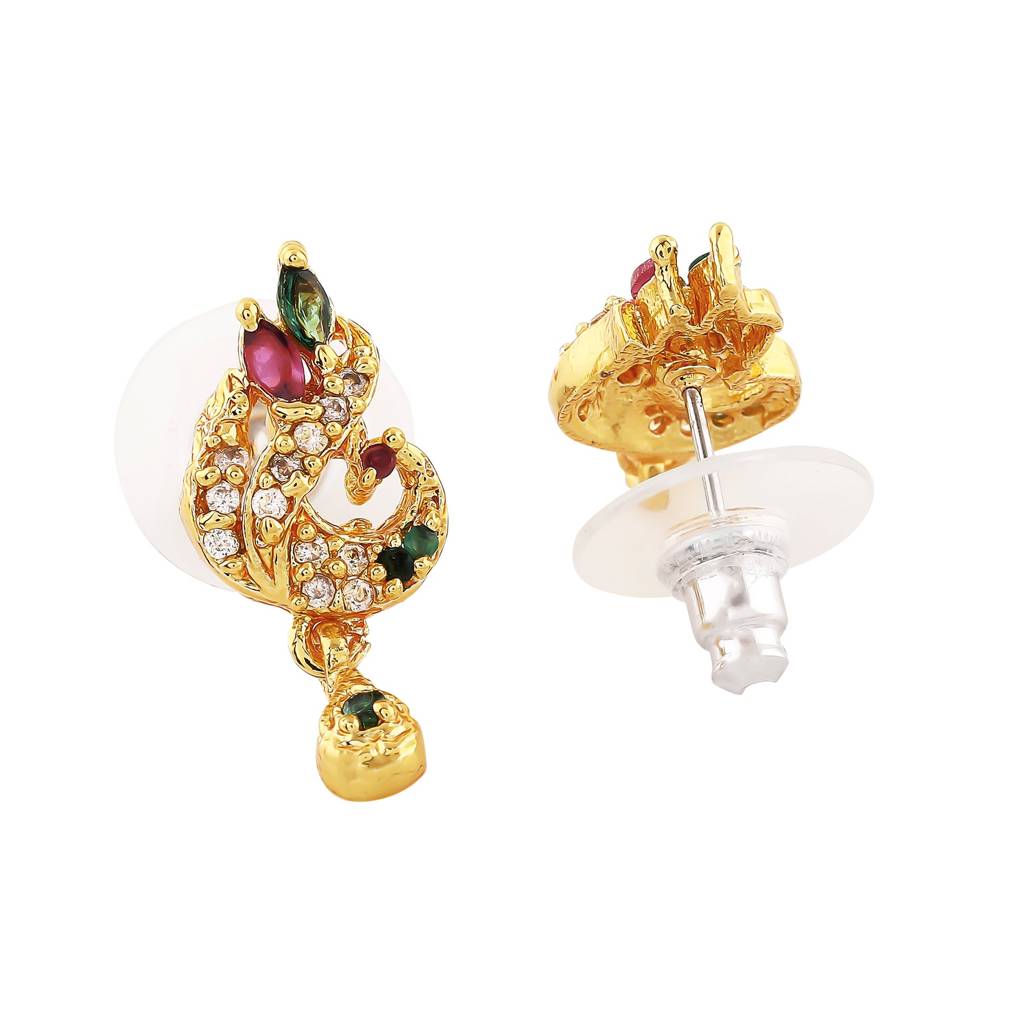 Estele Gold Plated Cz Peacock Designer Earrings For Women : AD-593-IG-ERER