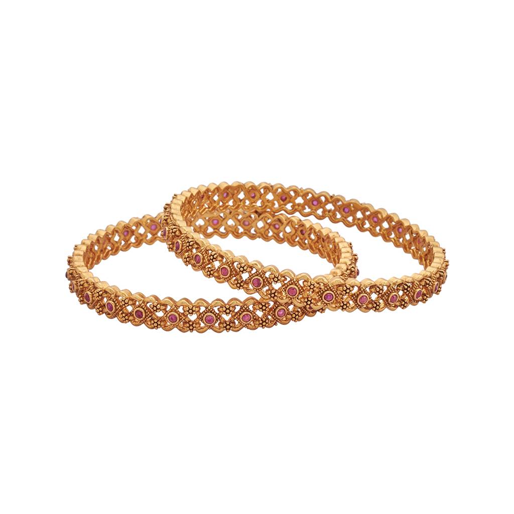 Kushal'S Fashion Jewellery Ruby Gold-Plated Ethnic Copper Antique Bangle-165537 : 404705