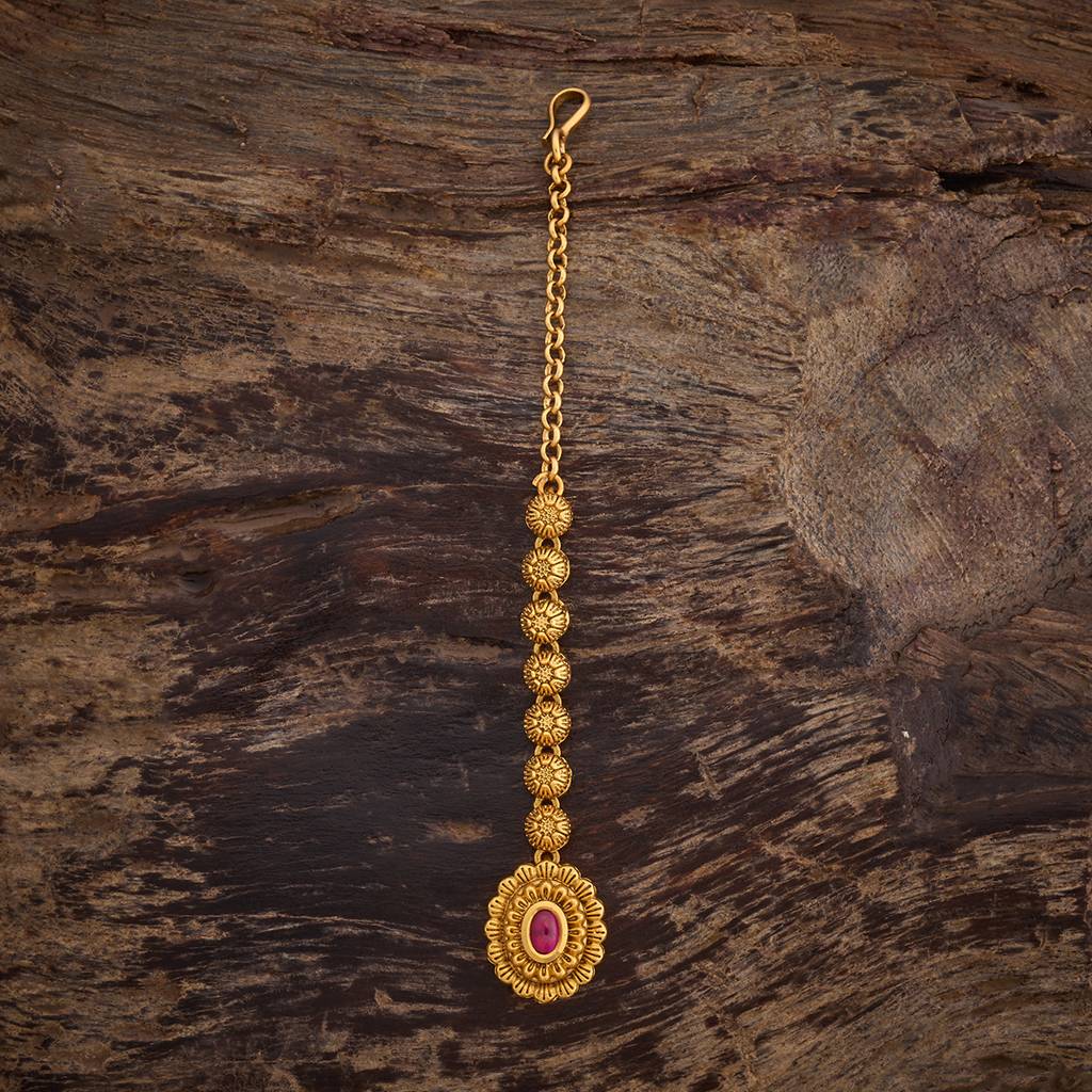 Kushal'S Fashion Jewellery Ruby Gold-Plated Ethnic Antique Tikka -435213 : 435213