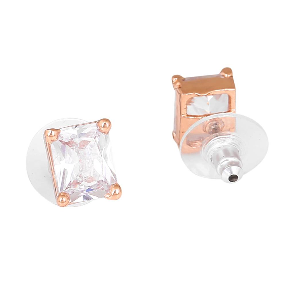 Estele Rose Gold Plated Cz Square Designer Mangalsutra Necklace Set With White Stone For Women : ADMS039-RGWENKER
