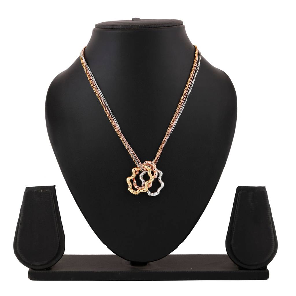 Estele Rosegold Plated Floral Designer Pendant For Women : 411PENDANT