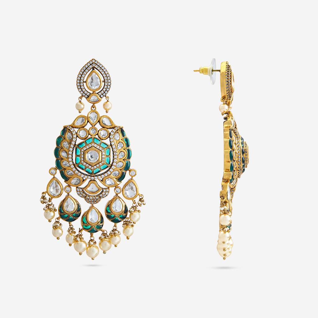 Ethnic Kundan Drops-182290 : 435443