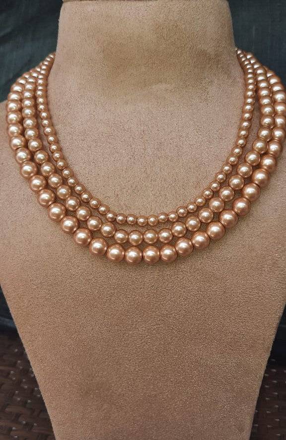 Estele Gold Plated Pearls Vintage Necklace For Women : 9991-IG-NKNK