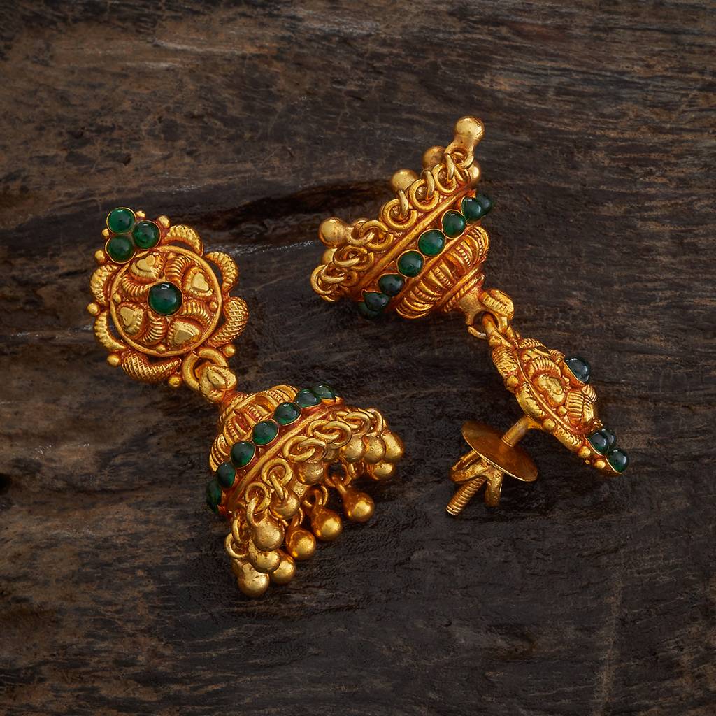 Kushal'S Fashion Jewellery Gold-Plated Ethnic 92.5 Pure Silver Temple Jhumkas-174135 : 417966
