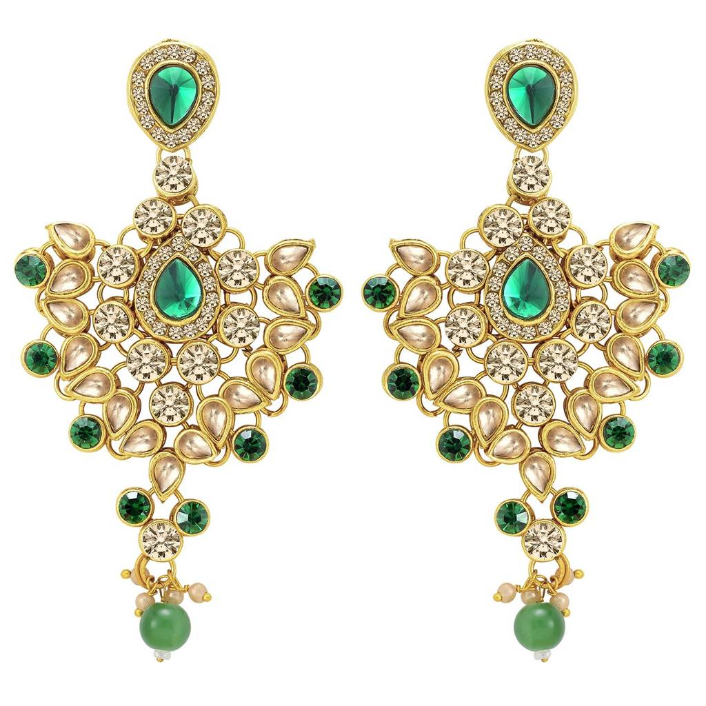 Gold Plated American Diamond Jodha Akbar Bridal Choker Necklace Earrings Maangtikka Nathiya Haathpanja Trad : PF37BRBLP021LCTG