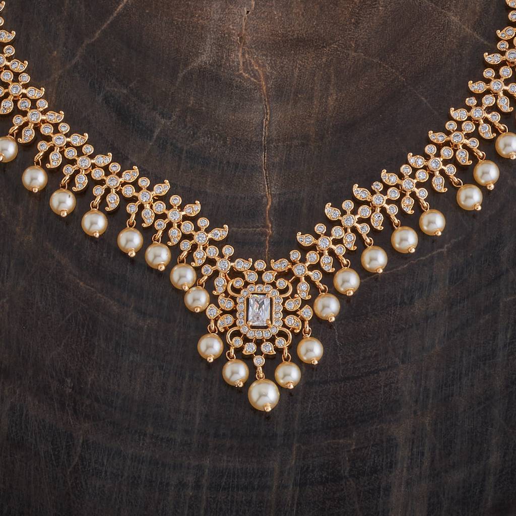 Kushal'S Fashion Jewellery White Gold-Plated Party Wear Zircon Necklace-175795 : 421287