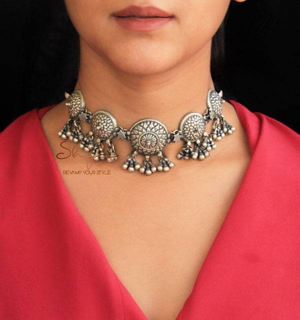Tattva Concentric Embossed Ghughri Choker : SN1166