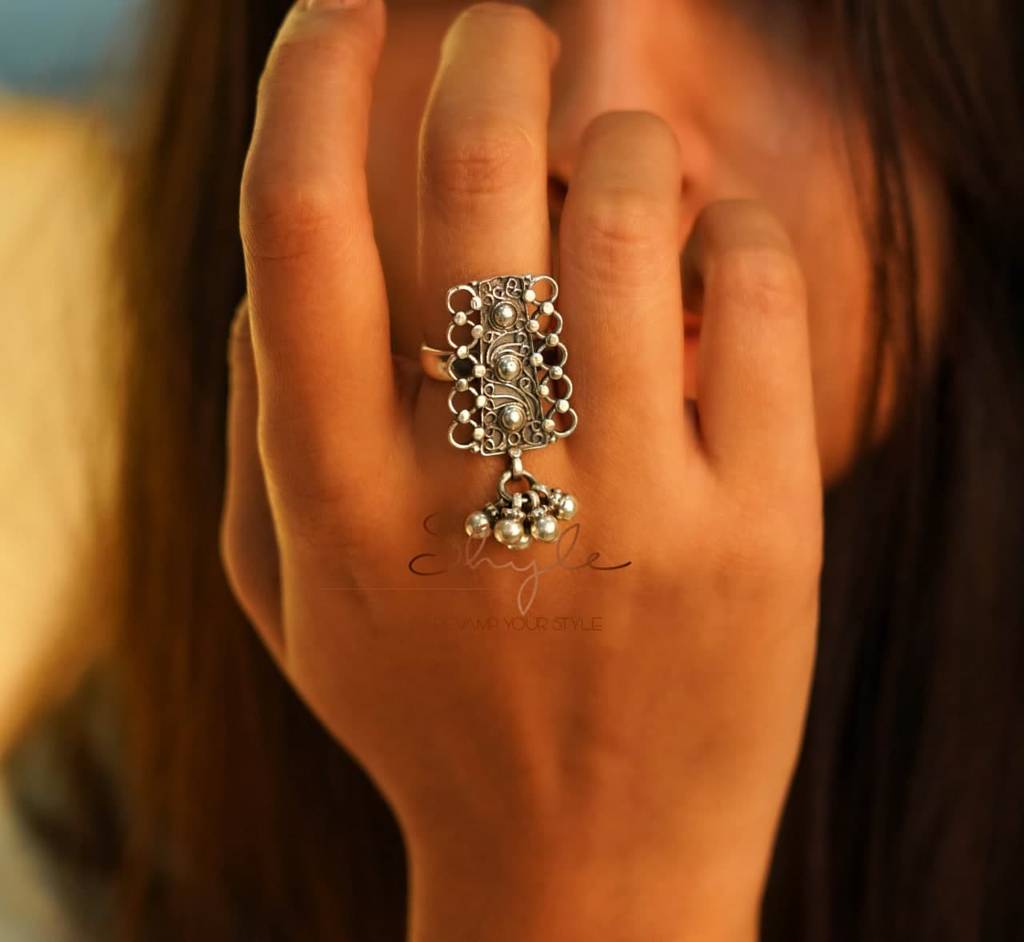 Mizoya Intricate Ghughri Drop Ring : SR2009-1