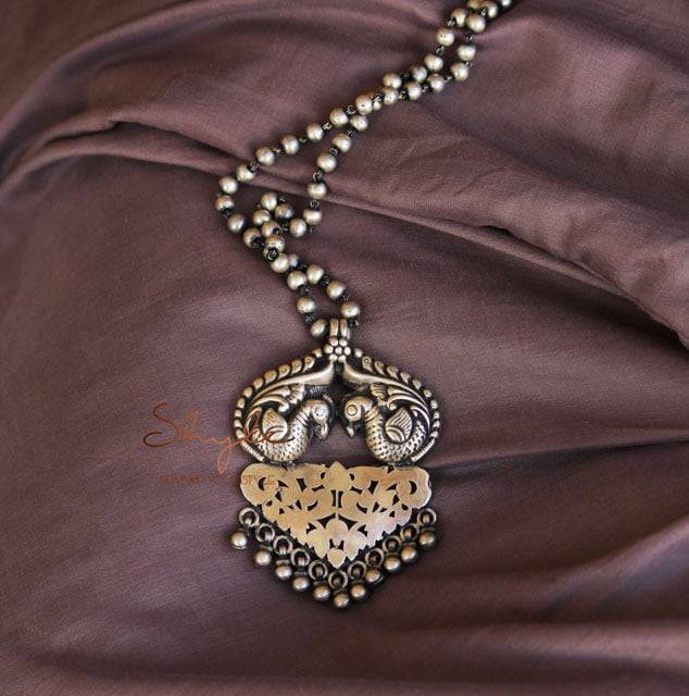 Anvaya Intricate Jali Dual Peacock Necklace : SE603-1-1-1-1-1-1-3-1