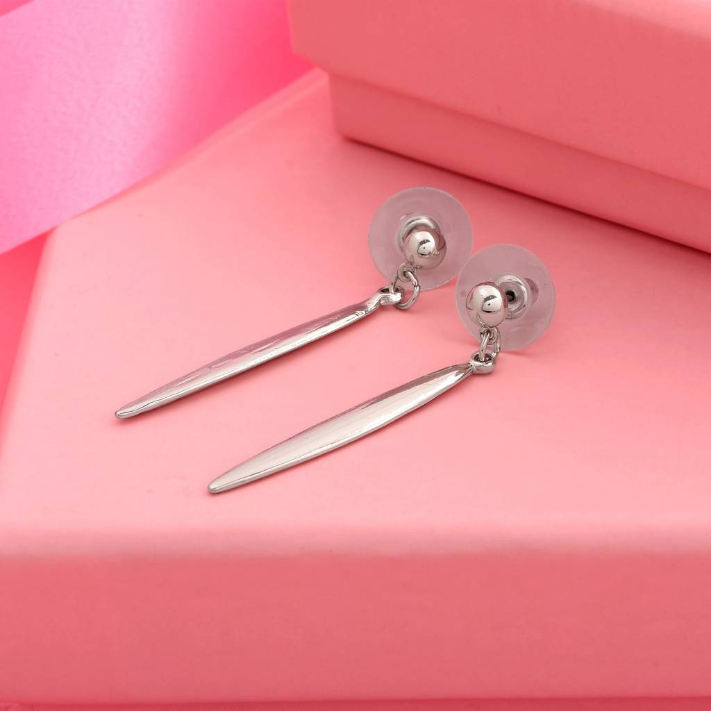 Estele Rhodium Plated Cone Designer Dangle Earrings For Women : 329705ER