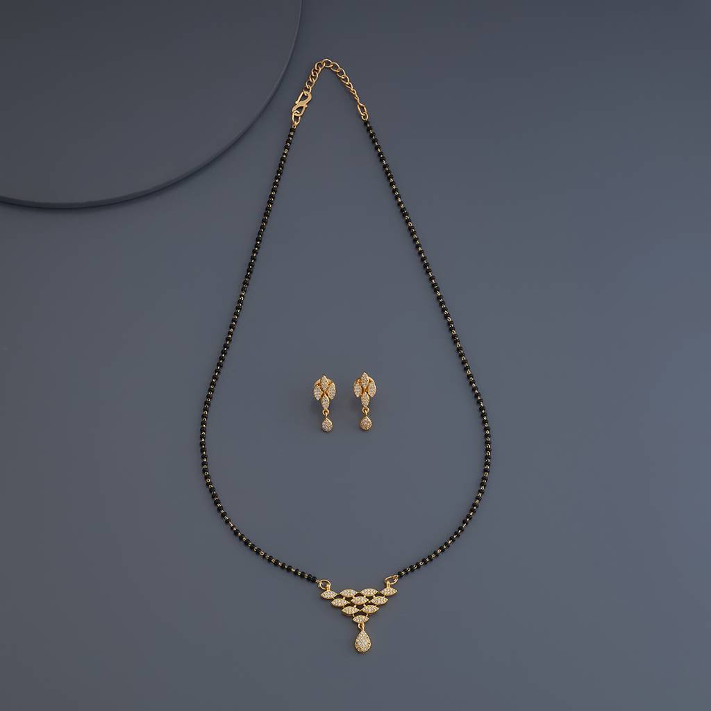 Kushal'S Fashion Jewellery White Gold-Plated Party Zircon Mangalsutra -172768 : 413360