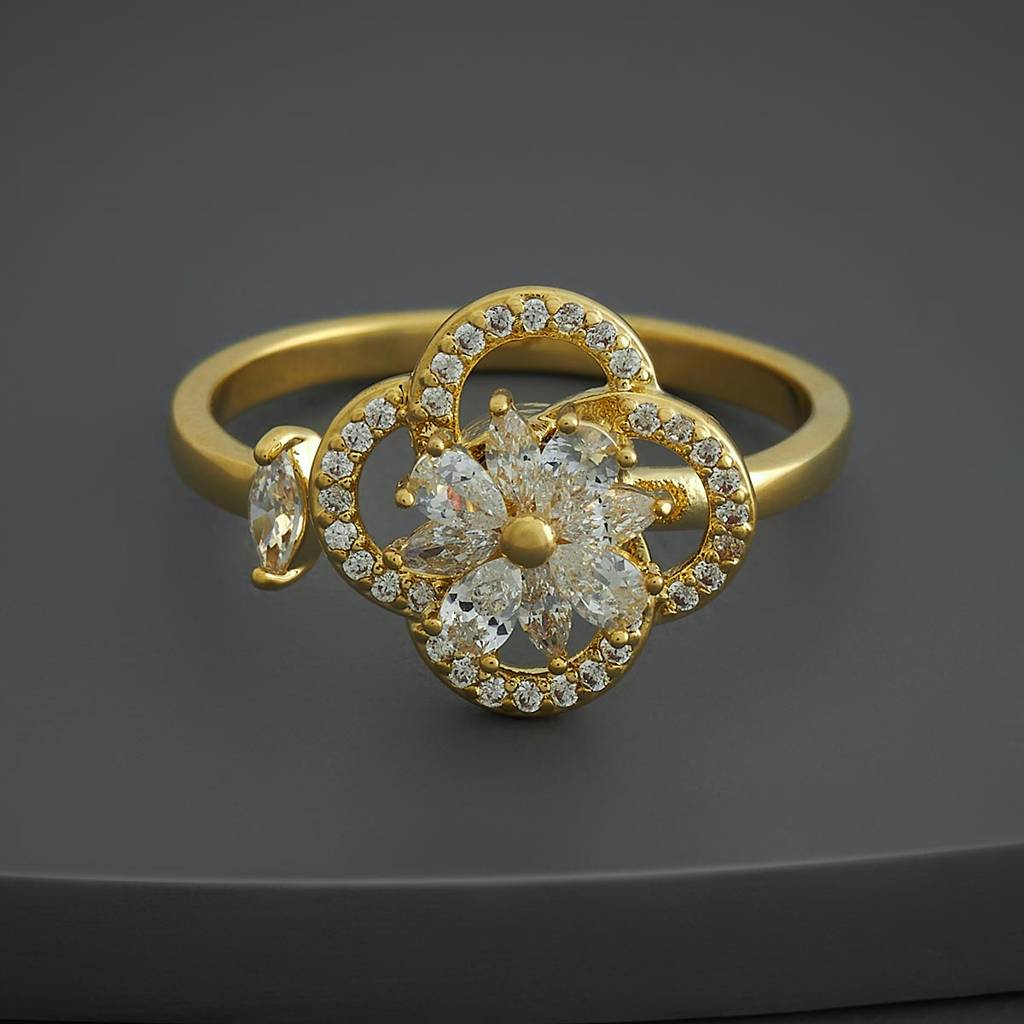 Kushal'S Fashion Jewellery White Gold-Plated Party Trendy Zircon Finger Ring-186749 : 445255