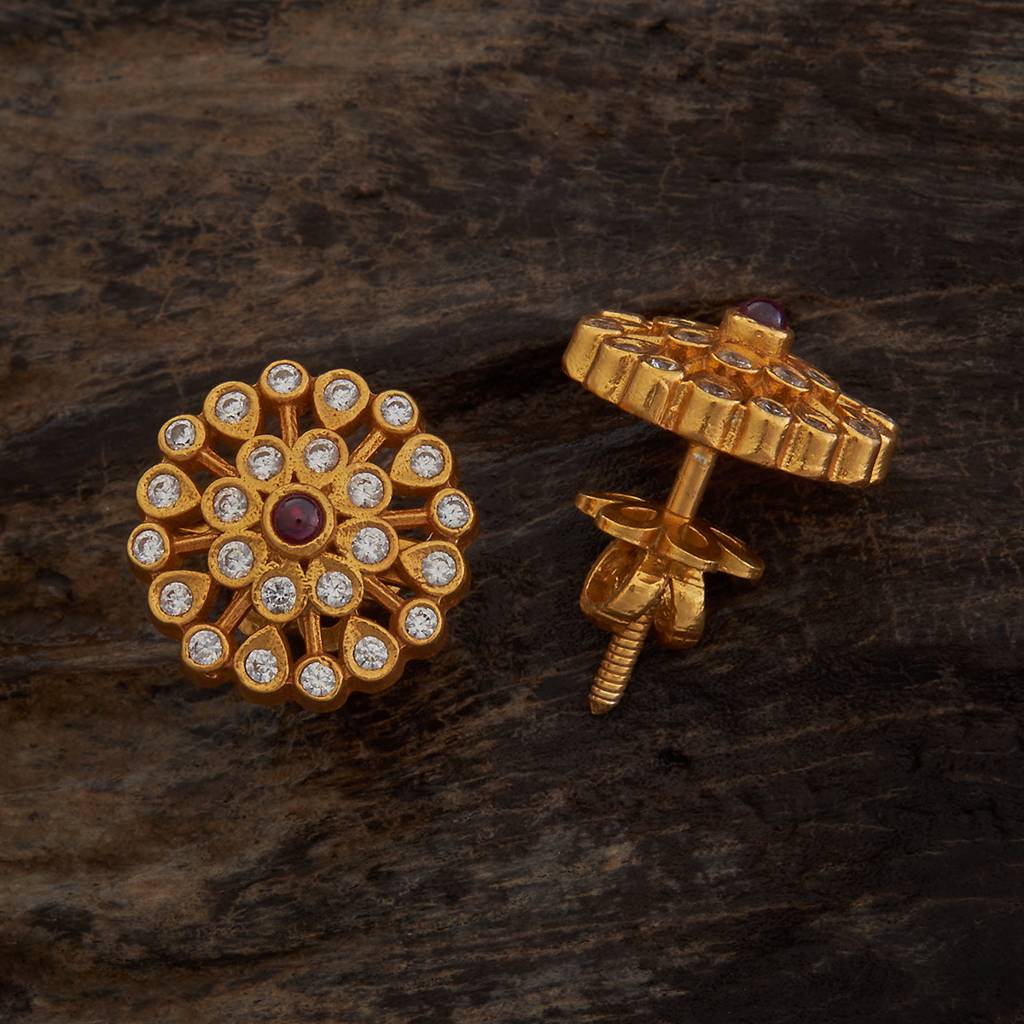 Kushal'S Fashion Jewellery Ruby Gold-Plated Ethnic 92.5 Pure Silver Temple Studs-165928 : 424361