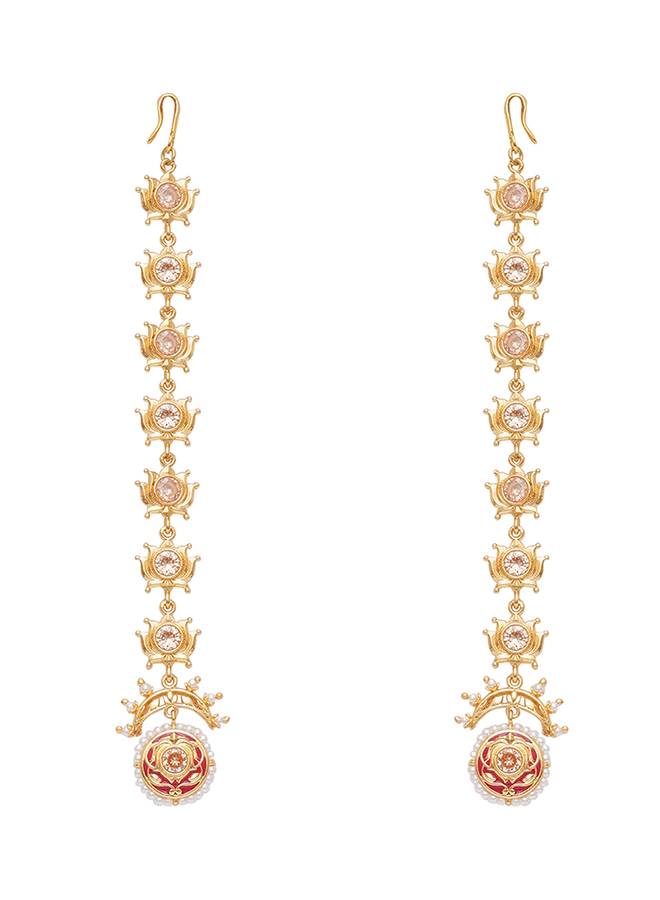 Apsara Peacock And Lotus Design Enamelled Necklace Set : 8905124443882
